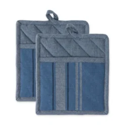 Design Imports Blue Chambray French Stripe Potholder (Set Of 2) -Design Imports GUEST 70ca9cdf 0d37 45e8 95f0 291e79896184