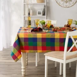 Design Imports Indian Summer Check Tablecloth 60X84