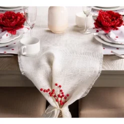 DII Peony Flower Napkin Ring Set 4 Piece, Deep Red -Design Imports GUEST 7149aea1 9b34 4b18 b327 e4a22c35e15e