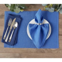 Design Imports Solid Ribbed Placemat Set/4, Nautical Blue -Design Imports GUEST 718676f4 a543 472d 986f 7ae5333ed623