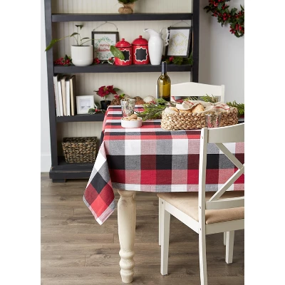 Design Imports Tri Color Check Tablecloth, Cardinal Red, 70" Round 1 Design Imports Tri Color Check Tablecloth, Cardinal Red, 70" Round