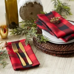 Design Imports Tango Red/Black Buffalo Check Napkin Set/6 -Design Imports GUEST 71c6d351 1b77 4f28 a8b9 1117304b2f68