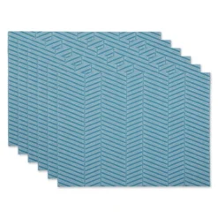 DII PVC Textured Twill Placemat Set 6 Piece, Storm Blue, 13x17.25" -Design Imports GUEST 71d5771e dc6a 4fde b60e 2e5cb64ae30a