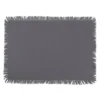 DII Heavyweight Fringe Placemat Set 6 Piece, Gray, 13x19"