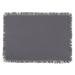 DII Heavyweight Fringe Placemat Set 6 Piece, Gray, 13x19"