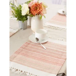 6pk Cotton Pimento Striped Placemats With Fringe - Design Imports: Washable Kitchen & Dining Table Decor, Rectangle, 13"x11" -Design Imports GUEST 73128499 4a2b 45db 817e f9d7647f8d8b
