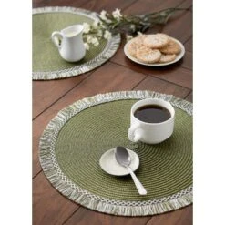 DII Fringe Placemat Set 6 Piece, Sage, 14.75 Dia -Design Imports GUEST 731796bc 5c65 4cea a082 cea2a44d5cfd