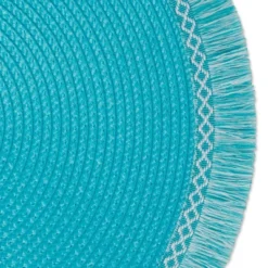 DII Fringe Placemat Set 6 Piece, Aqua, 14.75" Dia -Design Imports GUEST 73858b57 89fa 452a b537 e0fea1457414