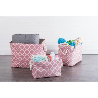 17.5" X 12" X 15" Large Polyester Rectangle Lattice Storage Bin Rose - Design Imports 3 17.5" X 12" X 15" Large Polyester Rectangle Lattice Storage Bin Rose - Design Imports - Image 3