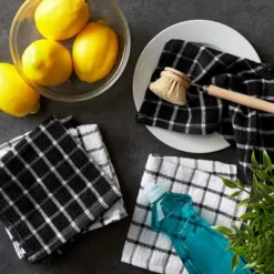 Design Imports Windowpane Terry Dishcloth Set 6 Piece, 12X12", Black -Design Imports GUEST 74106531 51e7 4e39 b9e3 aeceab80b18d