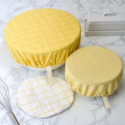 Design Imports Reusable Cotton Dish Covers Set/3, Yarrow Yellow -Design Imports GUEST 744a4808 4365 4bcc b549 bfe6331af640