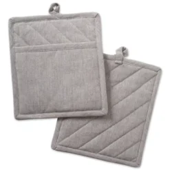 Design Imports Chambray Potholder Set 2 Piece Natural 8X9" -Design Imports GUEST 75dc51dc a88e 4f45 b7ea 874580cd39d2