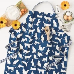 Design Imports Navy Cat Print Chef Apron -Design Imports GUEST 769d189f 7ebf 4103 8b27 22ff0e145f6b