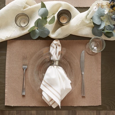 DII Ribbed Solid Placemat Set 6 Piece, Stone, 13x19" 3 DII Ribbed Solid Placemat Set 6 Piece, Stone, 13x19" - Image 3