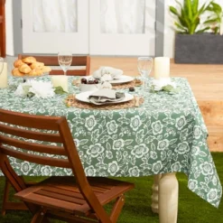 Design Imports Artichoke Green Floral Print Outdoor Tablecloth With Zipper 60X120 -Design Imports GUEST 77fc083d 74e2 4c05 a829 81efd05466b3