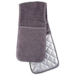Design Imports Terry Double Oven Mitt Set Gray 36X7.5" -Design Imports GUEST 78a41842 2ac8 439b 9625 9cb7f0365e78
