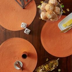 DII Solid Woven Placemat Set 6 Piece, Orange, 15" Dia -Design Imports GUEST 7920045c 40c0 4924 9c6d 074fc522ca00