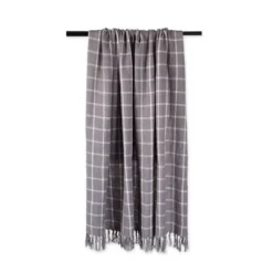 50"x60" Plaid Checked Throw Blanket Gray - Design Imports -Design Imports GUEST 794afc4b afaa 40d9 9154 ff4125115599