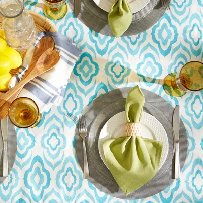 Design Imports Blue Ikat Vinyl Tablecloth 60X84 4 Design Imports Blue Ikat Vinyl Tablecloth 60X84 - Image 4