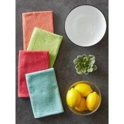 4pk Cotton Assorted Bright Barmop Dishtowels - Design Imports: Kitchen Towels, Hand Towels, Rags, Off-White, 16"x19" -Design Imports GUEST 79d62a61 6514 4e04 be62 ecbc0f33630e