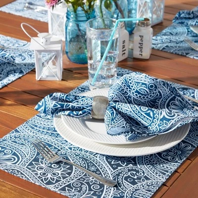 Design Imports Blue Paisley Print Outdoor Placemat Set/6 5 Design Imports Blue Paisley Print Outdoor Placemat Set/6 - Image 5