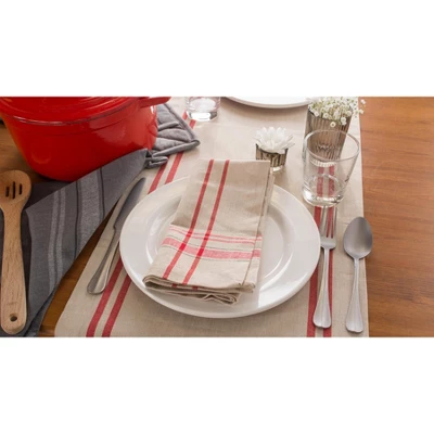 Design Imports French Stripe Napkin Set 6 Piece, Taupe/Red, 20X20" 3 Design Imports French Stripe Napkin Set 6 Piece, Taupe/Red, 20X20" - Image 3