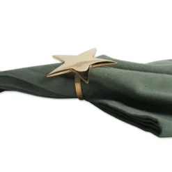 DII Decorative Holiday Napkin Ring Set, 6 Piece, Gold Stars