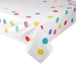 Design Imports 31 Design Imports Confetti Printed Tablecloth, White/Multi, 60X84"