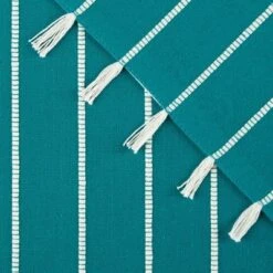 Design Imports Teal Stripe Tassel Placemat Set/4 -Design Imports GUEST 7a8e420b 56d1 45d6 9d65 92ca9b4ee28b