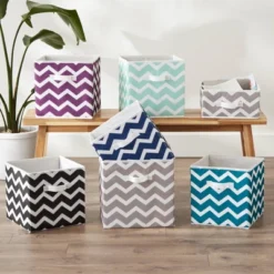 Set Of 4 11" X 11" X 11" Nonwoven Polyester Square Storage Chevron Cube Gray - Design Imports -Design Imports GUEST 7b063f21 f5a0 438e a0b8 20685ca87fb0