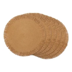 DII Fringe Placemat Set 6 Piece, Natural Fringe, 15" Dia -Design Imports GUEST 7b17d31a d362 4329 bd14 ded22cf395c5