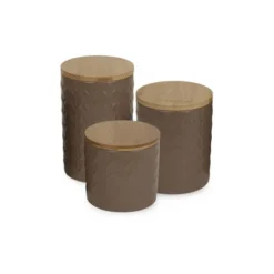 Design Imports Mushroom Matte Retro Vine Texture Ceramic Canister Set/3 -Design Imports GUEST 7b32beb9 1b53 44d8 8ec5 d345ee774214