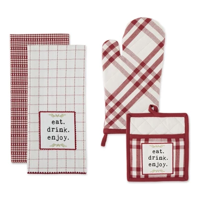 Design Imports Home Sweet Farmhouse Oven Mitt, Potholder And Dishtowel Kitchen Set 4 Piece, Barn Red 8 Design Imports Home Sweet Farmhouse Oven Mitt, Potholder And Dishtowel Kitchen Set 4 Piece, Barn Red - Image 8