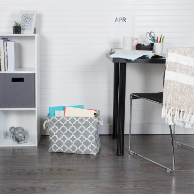 Design Imports Polyester Bin Lattice Gray Rectangle Medium 16X10X12 5 Design Imports Polyester Bin Lattice Gray Rectangle Medium 16X10X12 - Image 5