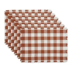 Design Imports Cinnamon Heavyweight Check Fringed Placemat Set/6 -Design Imports GUEST 7c80fd2f c6df 4f8a a06c 84b16e905013