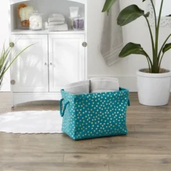 Design Imports Polyester Bin Dots Gold / Teal Rectangle Medium 16X10X12 10 Design Imports Polyester Bin Dots Gold / Teal Rectangle Medium 16X10X12 -Design Imports GUEST 7d08c2f6 73ff 4812 86e2 08308ee6f2f6