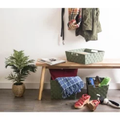 Design Imports Nylon Bin Basketweave Olive Trapezoid 13X15X5 Set/2 -Design Imports GUEST 7dede204 8218 4e76 ab19 6e5b7f98b8a6