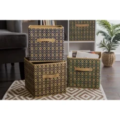 Design Imports Nonwoven Polyester Cube Ikat Teal Square 11X11X11 Set/2 -Design Imports GUEST 7efc64e7 fe58 4b4d 94a1 65c5c3613603