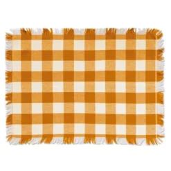 DII Heavyweight Fringe Placemat Set 6 Piece, Pumpkin Spice, 13x19"