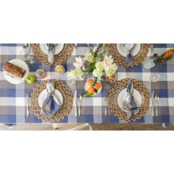 Design Imports Tri Color Check Tablecloth, French Blue, 70" Round -Design Imports GUEST 8069cd90 153b 425d 83e3 76e2f607599d