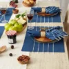 DII Stripe Tassel Placemat Set 4 Piece, Navy & Off-White, 13x19"