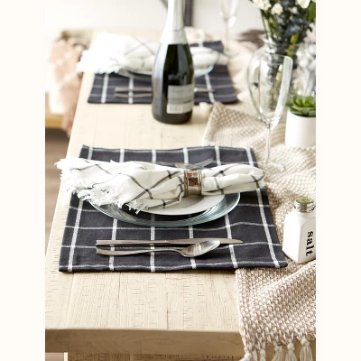 DII Check Placemat Set 6 Piece, Black Check, 13x19" 4 DII Check Placemat Set 6 Piece, Black Check, 13x19" - Image 4