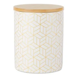 Design Imports White And Gold Mixed Print Ceramic Canister Set/3