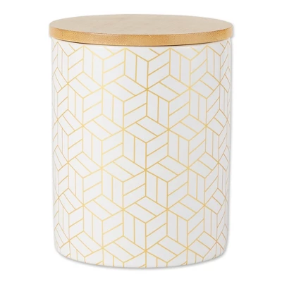 Design Imports White And Gold Mixed Print Ceramic Canister Set/3 1 Design Imports White And Gold Mixed Print Ceramic Canister Set/3