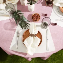 Design Imports Off-White Tweed Round Table Placemat Set/6