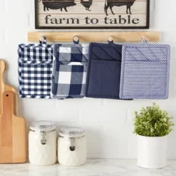 Design Imports Navy/Off White Potholder Set -Design Imports GUEST 837bbf95 fe44 4448 ba8f 9e421bfa898b
