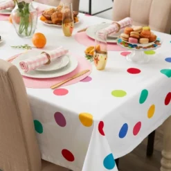 Design Imports Confetti Printed Tablecloth, White/Multi, 60X84" -Design Imports GUEST 83d8ad39 e716 4b5a 81e9 afe6bf4463bf