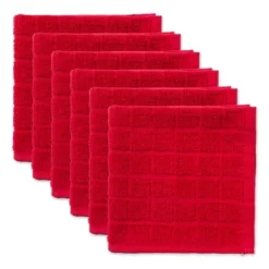 Design Imports Solid Red Windowpane Terry Dishcloth (Set Of 6) -Design Imports GUEST 84085d5a 6297 48e6 8a06 65f9c1877f69