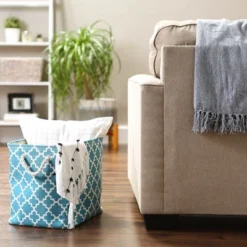 Design Imports Polyester Bin Lattice Storm Blue Rectangle Large 17.5X12X15 12 Design Imports Polyester Bin Lattice Storm Blue Rectangle Large 17.5X12X15 -Design Imports GUEST 84658cad 8e3b 4897 9bb9 fb28a9ddc5c5