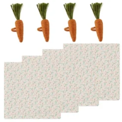 Design Imports Spring Blossom Printed Napkin & Carrot Napkin Ring Set Of 4 -Design Imports GUEST 85c74eef 31b1 4fd6 801d b887180d20c1